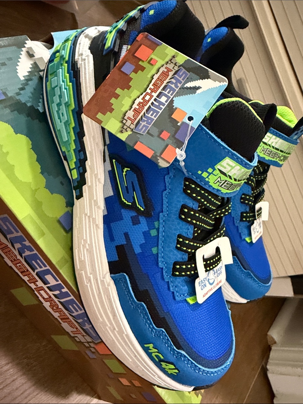 Skechers Kids Blue & Green Pixel-Accent Mega-Craft Sneakers